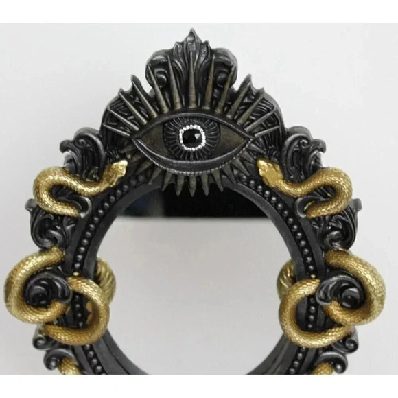 NEW Halloween Gothic CHRISTIAN SIRIANO NEW YORK Framed Mirror W/ Gold Snakes - Picture 3 of 4